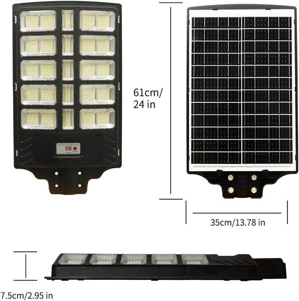 Solar Street Light Outdoor 2400W Parking lot Light Waterproof Dusk to Dawn Motio Sensor Large Big Bright Commercial Solar Powered Ligth White for Outside